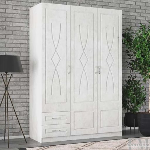 Трёхстворчатый шкаф с ящиками